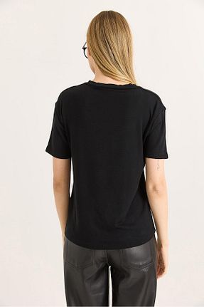 تیشرت مشکی زنانه یقه هفت Raneel Kazançlı Alışveriş - کد 940975295