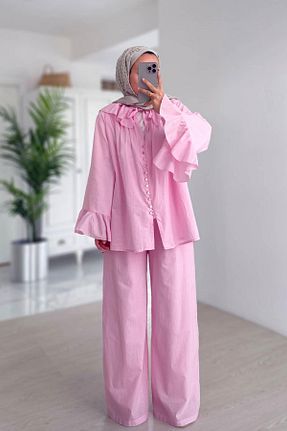 ست بالاتنه و پائین تنه حجاب صورتی زنانه رگولار Ka Hijab - کد 940950280