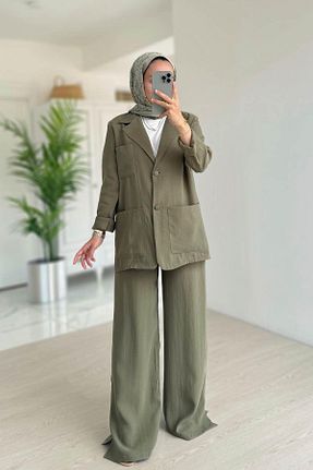 ست بالاتنه و پائین تنه حجاب خاکی زنانه رگولار Ka Hijab - کد 940948870