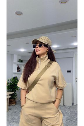 ست بالاتنه و پائین تنه بژ زنانه بافتنی MODA - کد 940938068