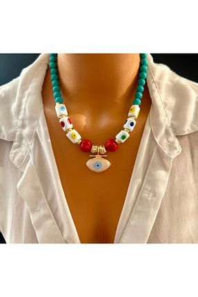 گردنبند جواهر سبز زنانه سنگ Limi Design - کد 941038284