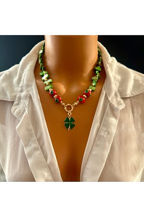 گردنبند جواهر خاکی زنانه سنگ طبیعی Limi Design - کد 941044111