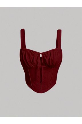 بلوز زرشکی زنانه یقه U Wild Flower - کد 941121863