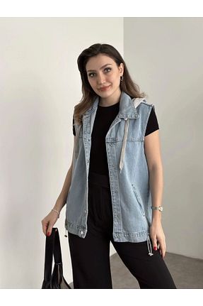 جلیقه آبی زنانه اورسایز VESS MODA - کد 941155515