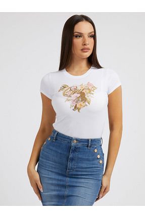 تیشرت سفید زنانه اسلیم فیت Guess - کد 640338149