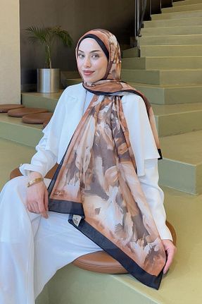 شال قهوه ای زنانه پنبه ای lamelif - کد 941183948