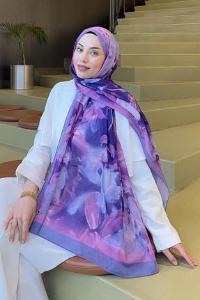 شال بنفش زنانه پنبه ای lamelif - کد 941183582