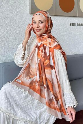شال قهوه ای زنانه پنبه ای lamelif - کد 941183721