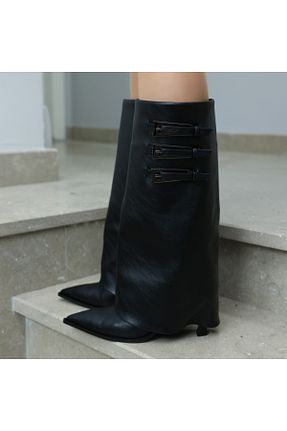 چکمه مشکی زنانه پارچه ای EVASAMLİSHOESBAG - کد 941243425