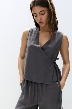 بلوز طوسی زنانه ساده Pull & Bear - کد 941250892