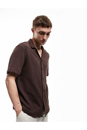 پیراهن قهوه ای مردانه رگولار Koton - کد 941259428