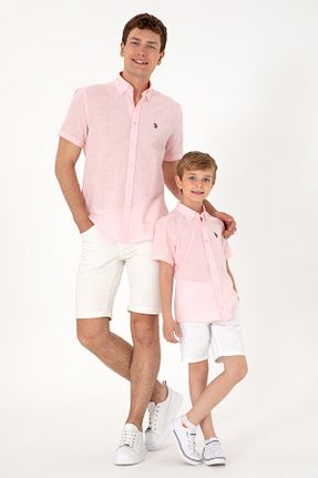 پیراهن صورتی بچه گانه یقه دکمه دار U.S. Polo Assn. - کد 938841901