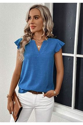 بلوز آبی زنانه ساده Little Visqon - کد 941312832