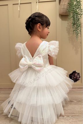 لباس مجلسی و فارغ التحصیلی سفید بچه گانه پولک دوزی penu baby kids - کد 941301572