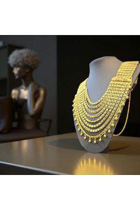 گردنبند جواهر زرد زنانه منجق Stor - کد 941313658