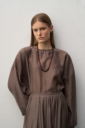 بلوز قهوه ای زنانه ساده mathilda store - کد 941318135