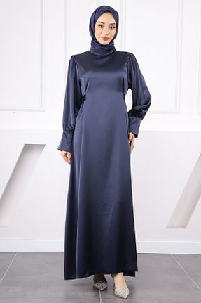 لباس مجلسی حجاب سرمه ای زنانه یقه ایستاده İmajButik - کد 941358886