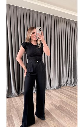 شلوار مشکی زنانه بافتنی pelin yıldız butik - کد 941591938