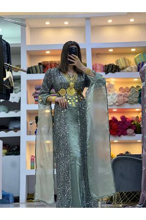 لباس مجلسی و فارغ التحصیلی طوسی زنانه توری SOLİN YÖRESEL - کد 941661244