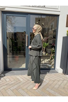 ست بالاتنه و پائین تنه حجاب خاکی زنانه رگولار MissWhence - کد 941670559