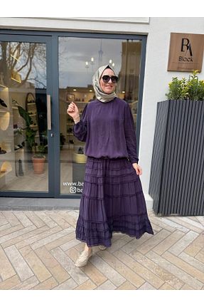 ست بالاتنه و پائین تنه حجاب بنفش زنانه رگولار MissWhence - کد 941670491