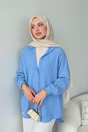 پیراهن حجاب آبی زنانه اورسایز Şulemoda Giyim - کد 941723559