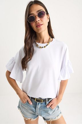 تیشرت سفید زنانه رگولار Bianco Lucci - کد 941868859