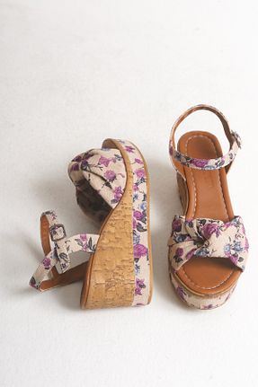 صندل بنفش زنانه پاشنه پر Shoesers - کد 942046472