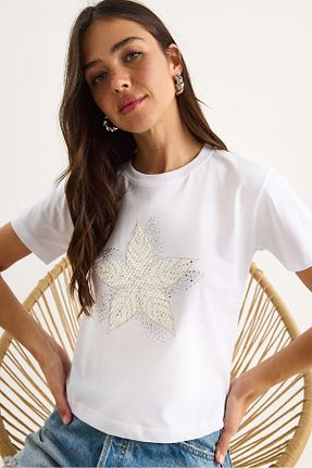 تیشرت سفید زنانه Straight Bianco Lucci - کد 941914539