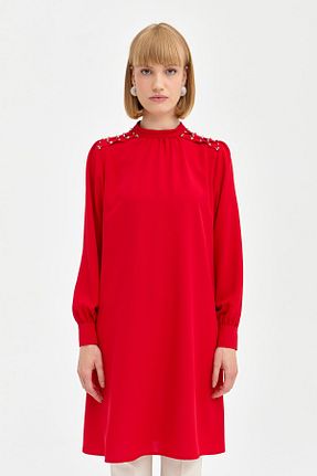 تونیک حجاب زرشکی زنانه رگولار Nihan - کد 942182637