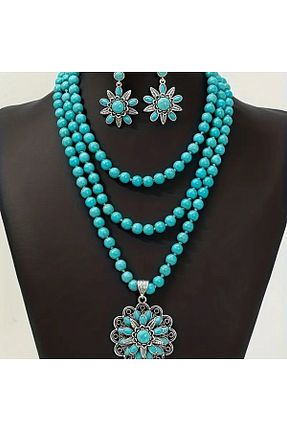 گردنبند جواهر آبی زنانه برنجی byozanyılmaz - کد 941932605