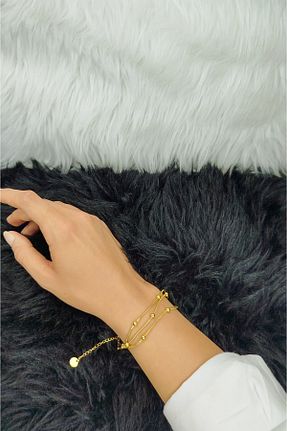 دستبند استیل (فولاد) زرد زنانه استیل ضد زنگ Nova Riva - کد 942000443
