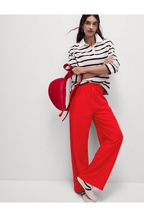 شلوار قرمز زنانه کتان Marks & Spencer - کد 942013766