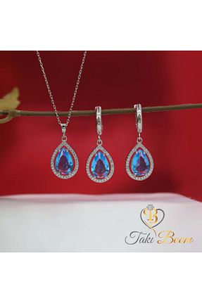ست نقره سفید زنانه زیرکن Takı Boom - کد 942013444
