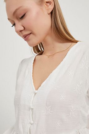 بلوز سفید زنانه اسلیم فیت Arma Life - کد 942056133