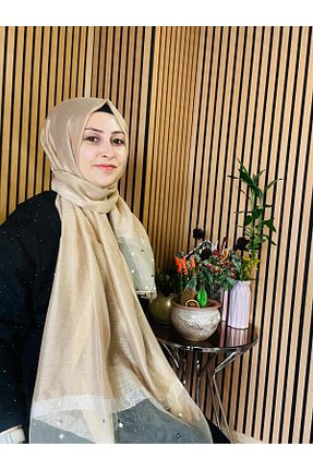 شال بژ زنانه ابریشم Arwella - کد 942109072