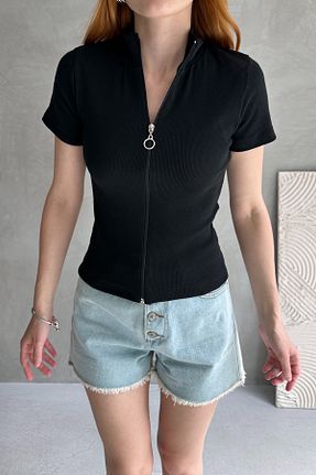 بلوز مشکی زنانه اسلیم فیت Chicup Aura - کد 942207242