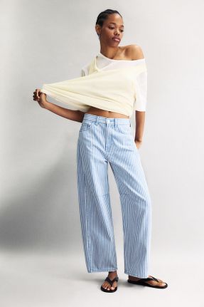 شلوار آبی زنانه پنبه ای Pull & Bear - کد 942212041