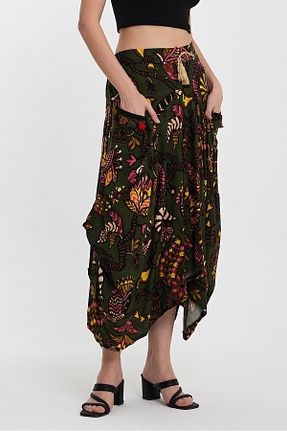 دامن سبز زنانه پنبه ای Buklemoda - کد 942246489