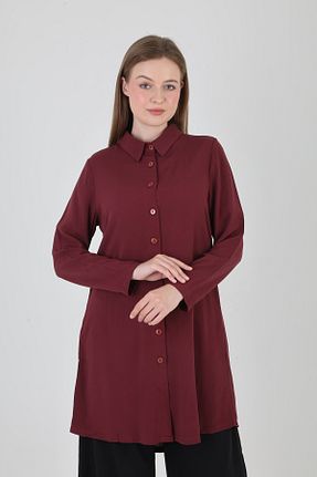 تونیک حجاب زرشکی زنانه ویسکون Tasarım - کد 942337686
