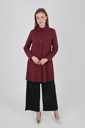 تونیک حجاب زرشکی زنانه ویسکون Tasarım - کد 942337686