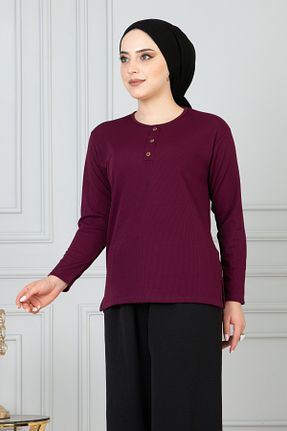 بلوز بنفش زنانه ساده nacar çarşı - کد 942328846