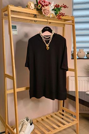 تیشرت سایز بزرگ مشکی زنانه سایز بزرگ Büyük Moda - کد 942318338
