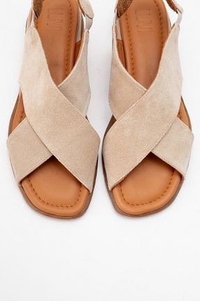 صندل بژ زنانه پاشنه تخت luvishoes - کد 118267994