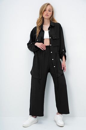 ست بالاتنه و پائین تنه مشکی زنانه بافتنی Trend Alaçatı Stili - کد 274247783