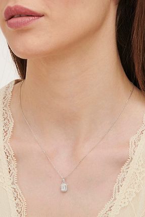 گردنبند طلا سفید زنانه 14 عیار Altınbaş - کد 46277126