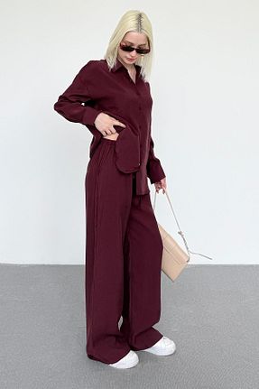 ست بالاتنه و پائین تنه زرشکی زنانه بافتنی Madmext - کد 940749371