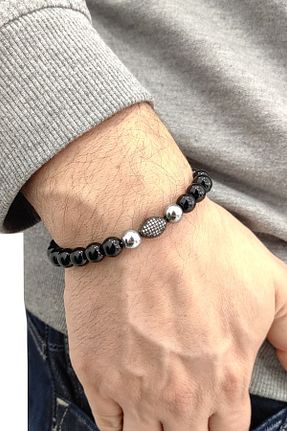 دستبند جواهر مشکی مردانه سنگ طبیعی Chavin - کد 940771980