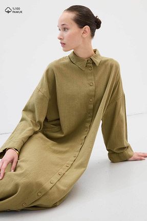 لباس حجاب خاکی زنانه رگولار Hooopstore - کد 940769603