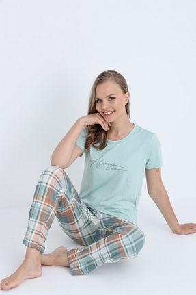 ست لباس راحتی سبز زنانه پنبه ای STELLAPİNK - کد 940782924